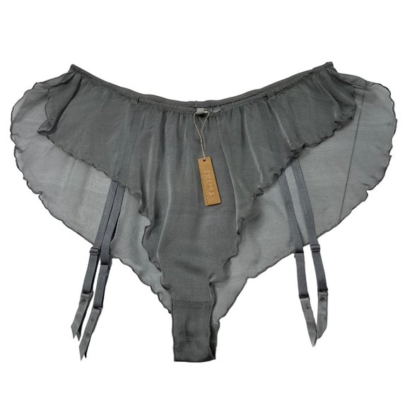 SKIMS Romance Garter Bikini Charcoal Womens XL - Picture 2 of 16